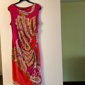 Covington Sleeveless Two Shades of Pink Floral Sheath Jersey Dress